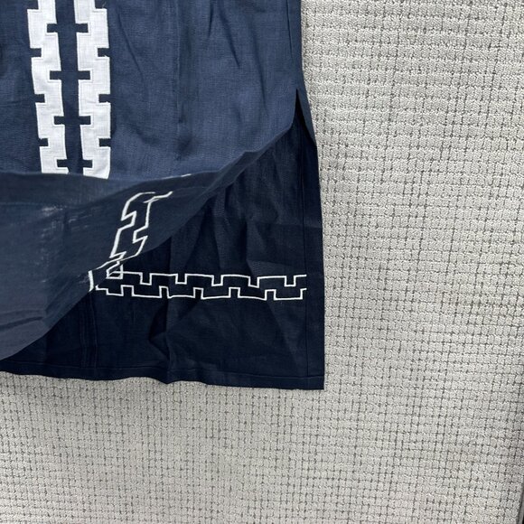 Tuckernuck Designer Dress Womens M Navy 3/4 Sleeve Linen Embroidered Hartman NWT - Picture 6 of 16